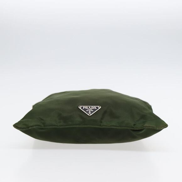 PRADA Shoulder Bag Nylon Khaki Dark Brown Silver - Picture 9 of 16